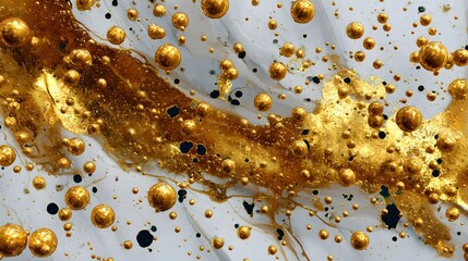 Poster - Stunning gold and black substance creating an artistic splash on a bright marble canvas