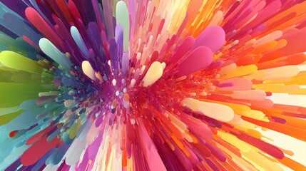 Poster - Abstract colorful explosion of paint streaks, radiating outwards from center.