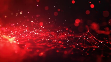 Poster - Abstract red glowing network connection background.