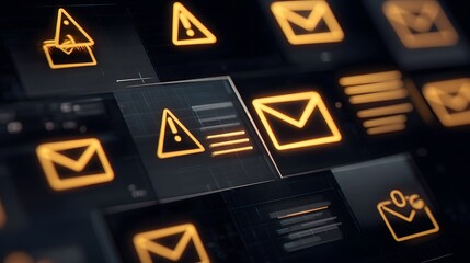 Poster - Digital Alert Illustrates the Danger of Online Scam Warning Signs of Phishing Concept with Cybersecurity and Internet Safety Protection Digitalization