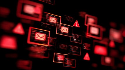 Poster - Digital Scam Conceptual Illustration a Dark and Ominous Depiction of the Dangers of Phishing and Online Warnings About Fraudulent Activities