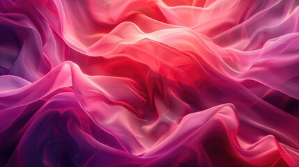 Fototapete - Abstract pink and purple flowing fabric with sparkles. Background image of pink and red fabric texture with flowing and floating texture. Digital art design with soft and fluid textures. AIG51.