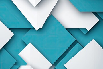 Leinwandbilder - Geometric Harmony An Abstract Arrangement of Teal and White Squares in Overlapping Layers