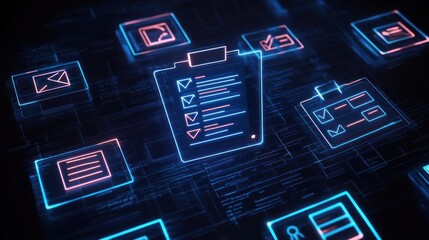 Poster - abstract digital checklist interface