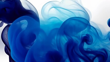 Poster - Deep Blue Ink Clouds Swirl and Billow in Abstract Fluid Art Display