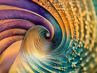 Poster - Intricate spiral of iridescent lines converging towards a central pearl essence