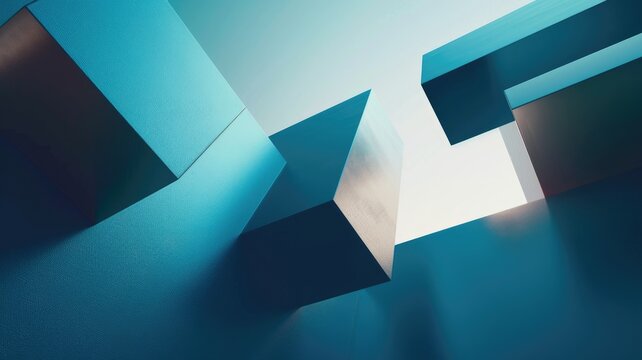 Floating transparent geometric shapes with reflective surfaces. Digital artwork of 3D rendering geometric shape floating on the vibrant color backdrop. Futuristic and abstract design concept. AIG53.