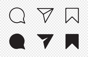 share, like, comment, love, save, and social media icon. social media sign symbol. vector illustrati