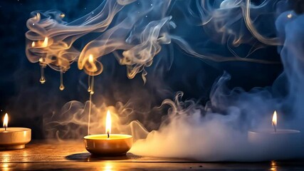 Aufkleber - Flickering Candlelight and Mystical Smoke Dance in Harmony