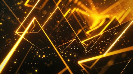 Fototapete - Abstract of gold light mix with black color futuristic circuit theme. Electrical glowing particle connecting express technology pattern connection convey sense of seamlessly system structure. AIG53.