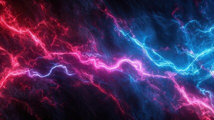 Poster - Picture of sparkling red ray and blue line light striking and scattered across a space background, create an abstract effect perfect for design that aim to evoke a sense of fantasy and energy. AIG53.