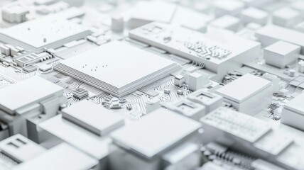 Fototapete - Abstract picture of chip on complex circuit with digital technology style design and the electronic particle graphic show high tech structure represent processor algorithm process on computer. AIG53.