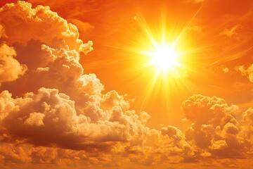 fiery sun and clouds