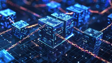 Leinwandbilder - abstract of cyberspace on virtual area with digital technology style design and the electric light g