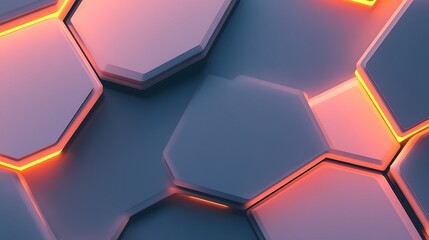 Poster - Abstract geometric pattern of glowing hexagons