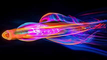 Poster - Dynamic light painting showing abstract shape on a black background