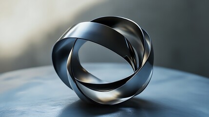 Poster - Elegant metallic torus sculpture against a soft, diffused background gradient