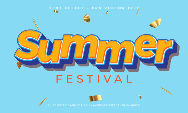 Summer festival text effect typography 3d text