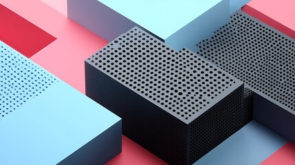 Poster - Abstract geometric shapes in contrasting colors