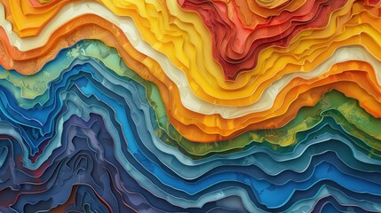 Poster - Colorful abstract layers representing geological strata. stock photo --ar 16:9 --raw --v 6 Job ID: 760cea8a-6ae5-469d-b4a1-7a80738d3439