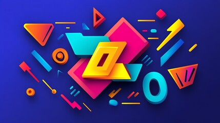 Poster - Abstract geometric shapes, vibrant colours (2)