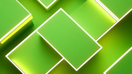 Poster - Abstract geometric shapes, vibrant lime green, bright neon lines