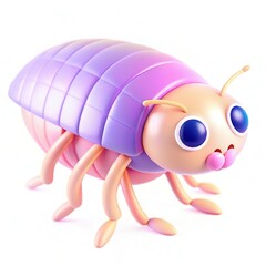 Poster - A cute cartoonish bug with a rounded body, vibrant colors, and oversized eyes standing on a white background.