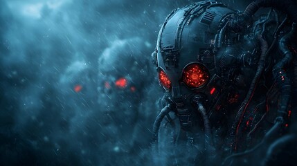 Poster - a futuristic scene depicting an intelligence core controlling and powering mining in a cyberpunk ins