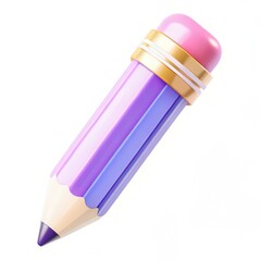 Poster - A modern purple and pink pencil design with decorative elements, showcasing a unique and colorful look.