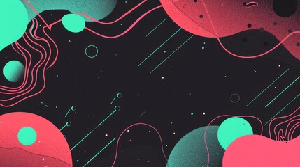 Poster - Pink black green with geometric shapes on surface of digital cyber design express scene of cyberspace style. High tech object abstract scenery in pattern perfect for wallpaper and background. AIG51.
