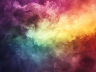 Poster - Spectrum of ethereal smoke formations in a gradient of rainbow colors