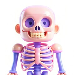 Poster - A playful cartoon skeleton character with a smiling face, colorful features, and a modern design.
