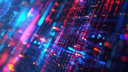 Poster - Abstract picture micro light sparkling particle represent data flow vivid flowing wave with high tech background, create digital effect scene perfect for energetic and fantasy wallpaper design. AIG53.