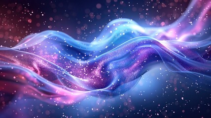 Poster - Colorful flowing digital waves in blue and pink. Digital artwork of transparent fluid or liquid with vibrant gradient blue and purple color. Modern design and technology concept. Futuristic. AIG53.
