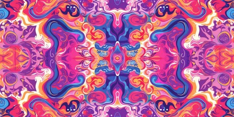 Poster - The abstract picture of the liquid pink colour is mixing with the other colour to create pattern, mixing colors involves combining different hues to create new shades or tones for art design. AIG51.