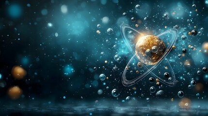 Poster - A glowing transparent sphere representing the element Gadolinium within a futuristic digital periodic table setting