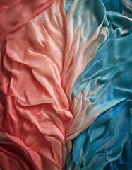 Leinwandbilder - Abstract background of pink, white and blue gradient mesh fabric texture.