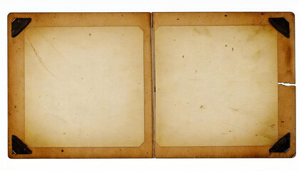 Poster - Old photo album with empty pages and photo corners. Vintage scrapbook template.