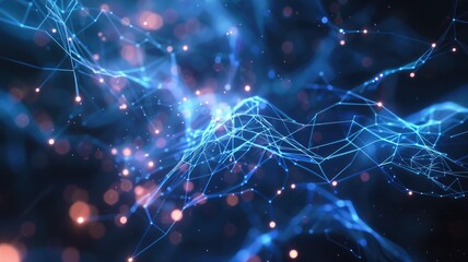 Poster - Abstract picture of colorful particle with sparkle electric style design connect become structure of energy represent connection of neuron in brain or atom between space with mysterious scene. AIG53.