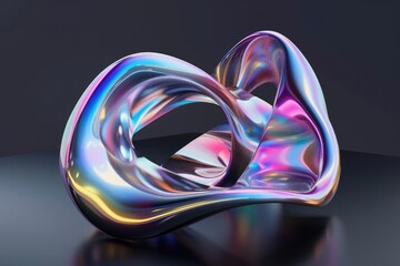 Fototapete - The close up abstract picture of the gradient iridescent shape with the blank black background, Iridescent is term to describe surface appears to change color when viewed from different angles. AIG51.