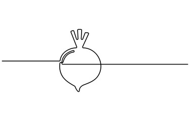 Poster - Continuous one line drawing of beetroot vegetable. Beetroot single line art vector illustration. Editable vector, Simple beetroot design in continuous line art drawing style. Grow beet plant minimal.