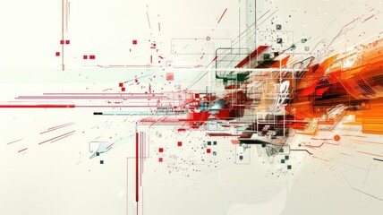Fototapete - Abstract complex glitch with pixel effect in tech background use shading and glitches texture express mysterious design or complex flow through tiny object convey sense of future digital scene. AIG53.