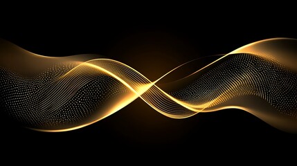 Poster - Abstract gold waves on black background (11)