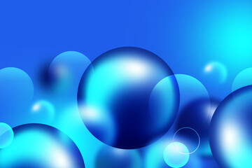 Poster - Abstract 3D geometric circle gradient soft light blue pattern bokeh on dark blue background design for graphic business technology digital design web template backdrop desktop wallpaper bubbles banner