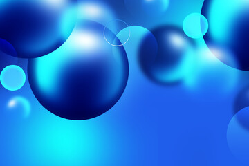 Poster - Abstract 3D geometric circle gradient soft light blue pattern bokeh on dark blue background design for graphic business technology digital design web template backdrop desktop wallpaper bubbles banner