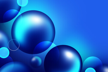 Poster - Abstract 3D geometric circle gradient soft light blue pattern bokeh on dark blue background design for graphic business technology digital design web template backdrop desktop wallpaper bubbles banner