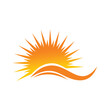 © huntergraphics - Sunrise Logo Design with Wave and Sun Rays – Sun Vector Illustration