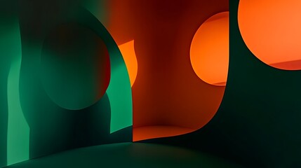 Poster - Abstract interior design, vibrant colors, dynamic shapes