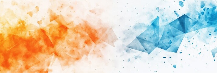 Aufkleber - Abstract Orange Blue Geometric Design - Vibrant abstract featuring orange and blue geometric shapes on a white background. Perfect for backgrounds, websites, or presentations