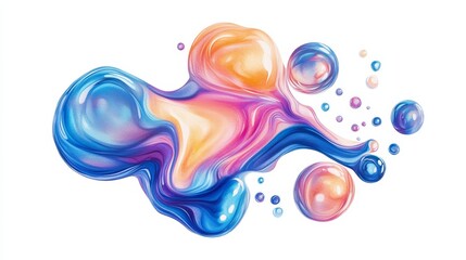 Aufkleber - Abstract Watercolor Globule Burst - Vibrant, swirling colors symbolize energy, fluidity, creativity, imagination, and innovation. A dynamic abstract design
